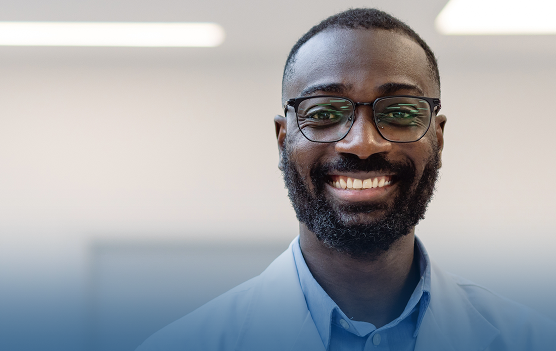 A man in glasses.