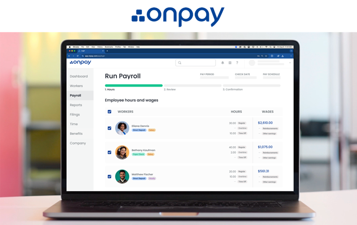 MemberAdvantage OnPay Run Payroll dashboard image