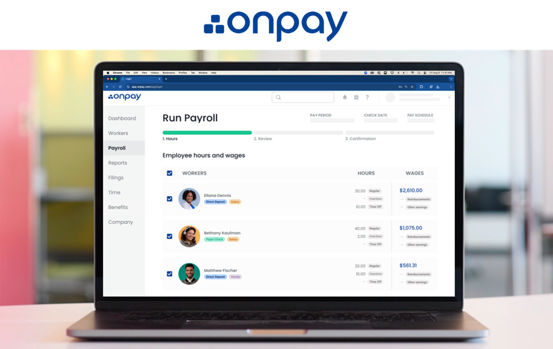 MemberAdvantage OnPay Run Payroll dashboard image